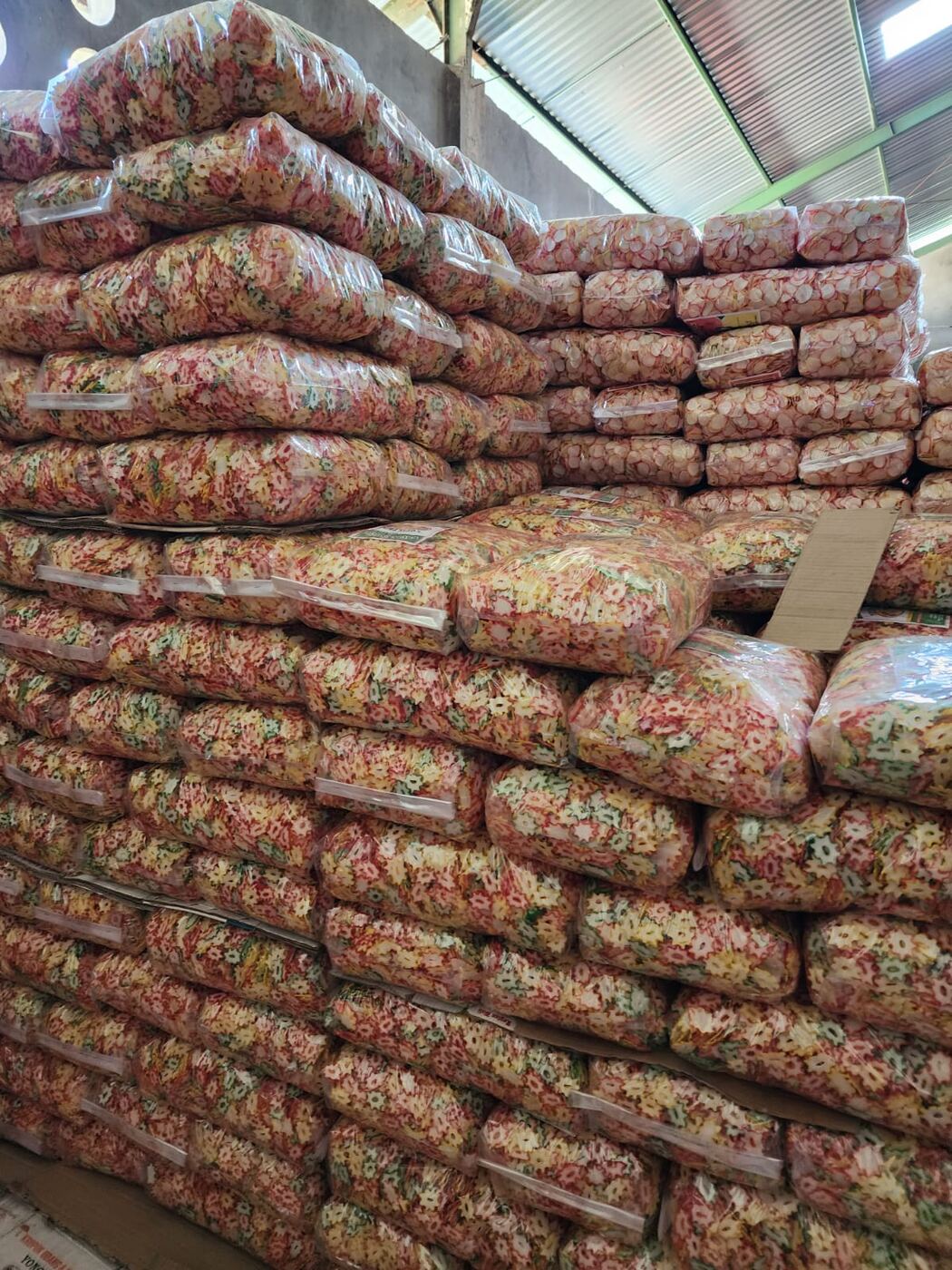 Close-up of stacked packaged crackers showing consistent quality